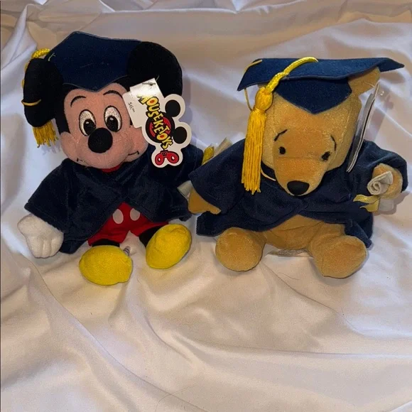 Disney Graduation Mickey and Pooh Beanie Baby Set - Picture 1 of 3